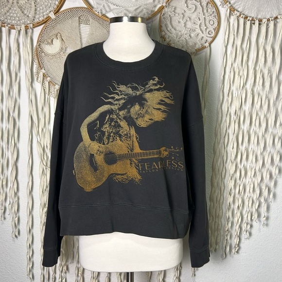 Taylor Swift “With You I’d Dance” Boxy Pullover Sweatshirt Size Large in Gray - Picture 1 of 11